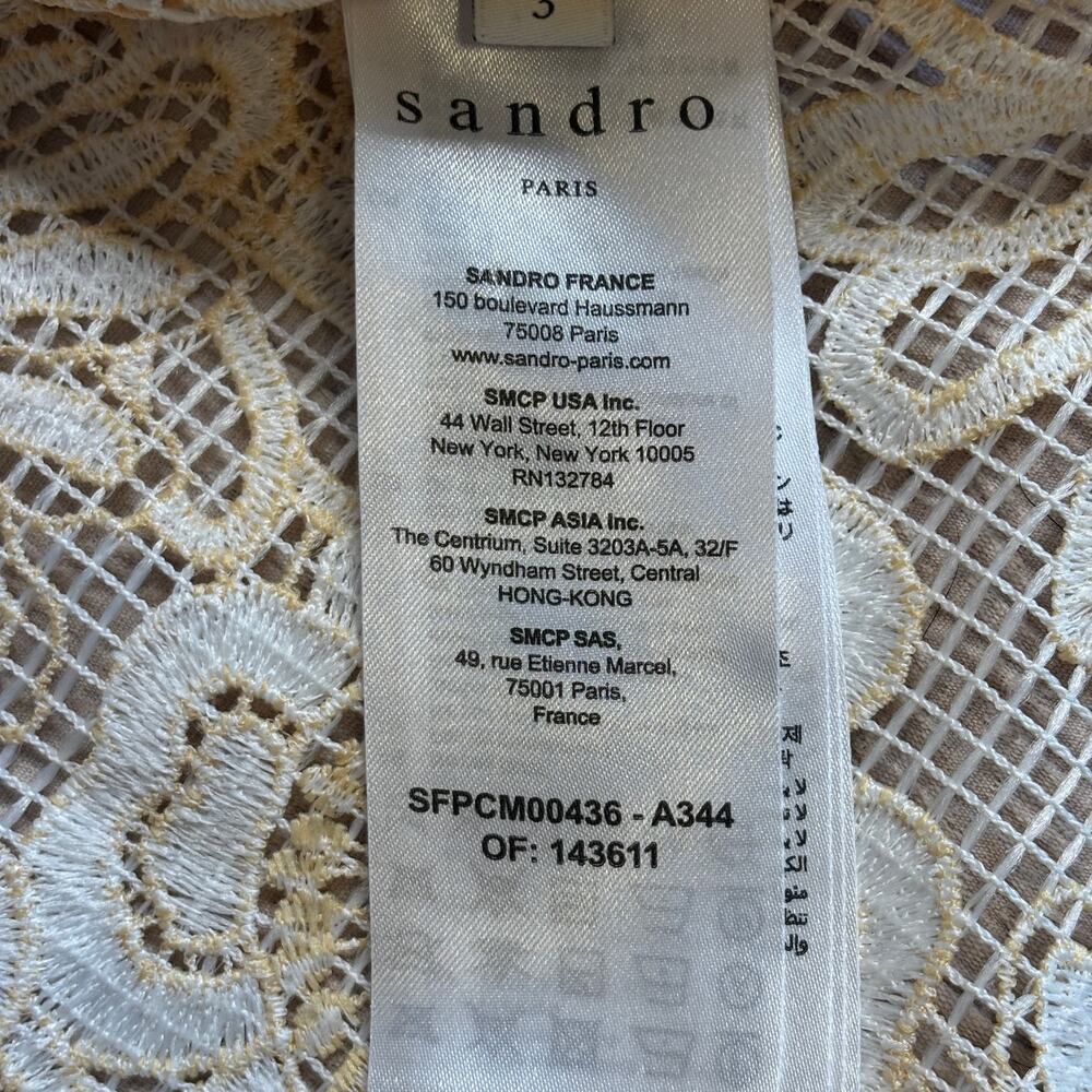 Sandro Paris Amarine Shirt Ivory Crochet Lace Blouse EU 3 - Picture 15 of 16
